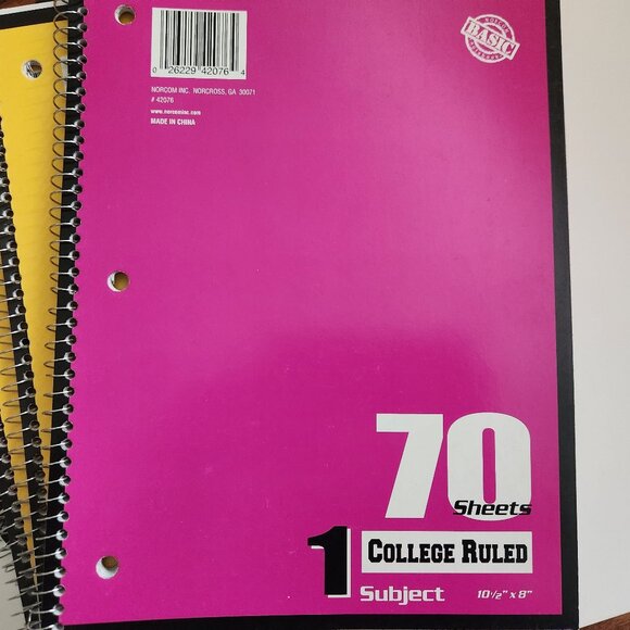 College Ruled 70 Page 1-Subject Spiral Notebooks Norcom Basic - Picture 2 of 6